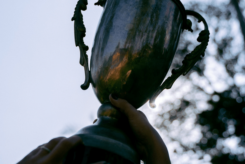 person holding trophy